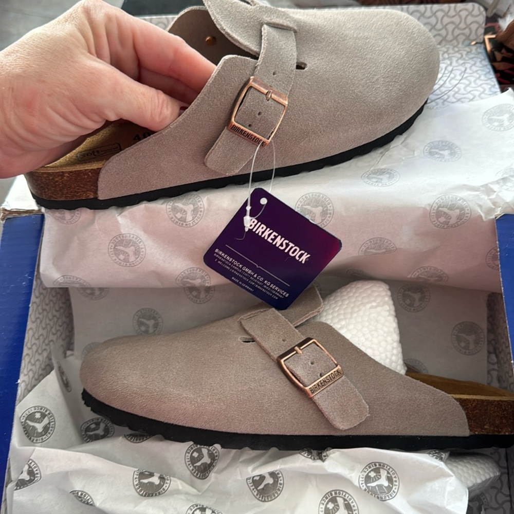 Birkenstock Boston Style Suede clogs taupe